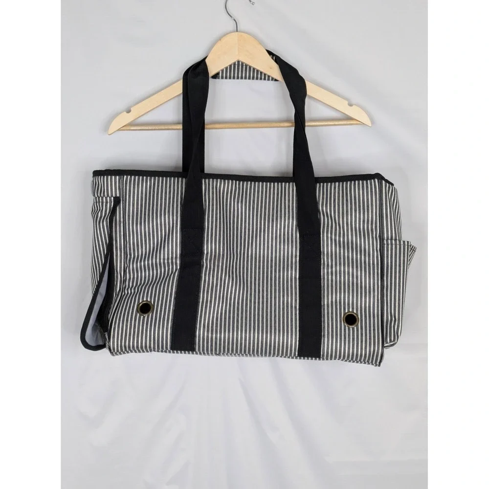 DO DO PET Soft Sided Pet Carrier Dog Cat Travel Bag Black Stripe Medium
